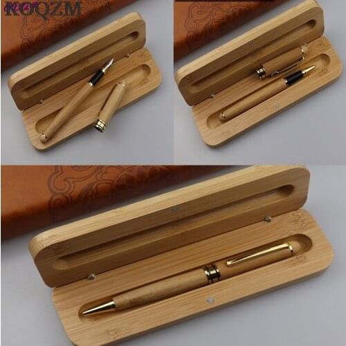 NEW 1 Set Personalized Engraved Bamboo Ballpoint Pen Box Case Custom Crystal Pen Wedding Favors Fathers Day Back