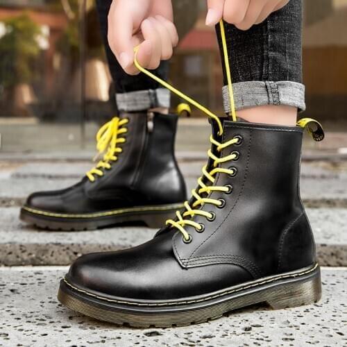 New Winter Genuine Leather Men Boots Vintage Man Casual Ankle Boot Comfortable Mens Snow Shoes Warm Motorcycle Boots Size 36-45