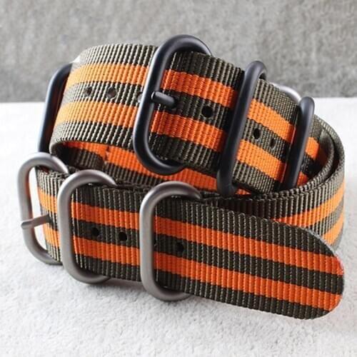 Wholesale prices nylon watchband with PVD stainless steel rings band 18mm 20mm 22mm 24mm NATO straps