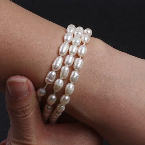 Wholesale 5-6mm C Grade Rice Freshwater Pearl Bead Necklace Strand