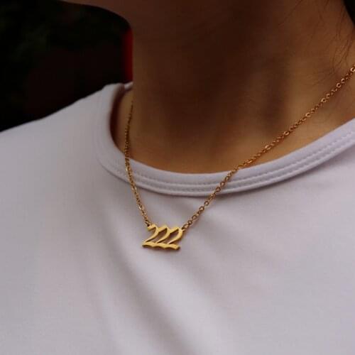 Stainless Steel Necklace Angel Number 666 777 888 444 333 555 999 111 222 Devil Necklaces For Women Men BFF Jewelry Gold Chain