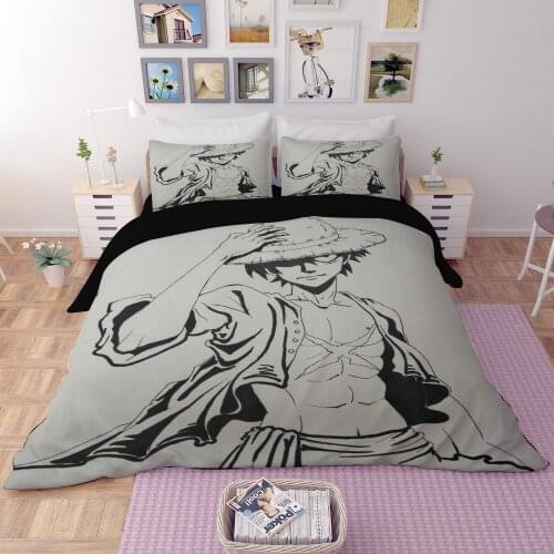 Duvet Cover 3D One Piece Luffy Zoro Nami Sanji Bedding Sets King Queen full Twin Size 3PCS black PillowCase housse de couette