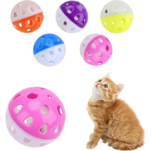 With Bell Ring Playing Chew Rattle Scratch Plastic Ball Interactive Cat Training Toys Pet Cat Supply Plastic Cat Toy Ball
