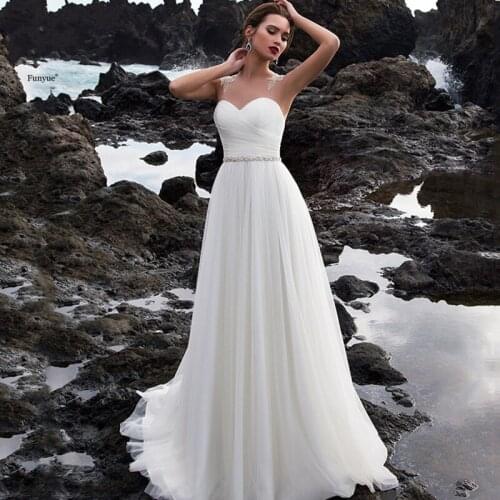 Stunning White Summer Wedding Dresses 2021 Charming A-Line Chiffon Bridal Gown Custom made Plus size robe de soirée de mariage