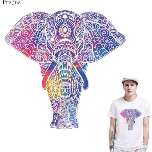 Prajna Elephant Patch Iron On Transfer For Clothing DIY Vinyl Heat Thermal Transfer Patches Stripes On Clothes Stickers Badge