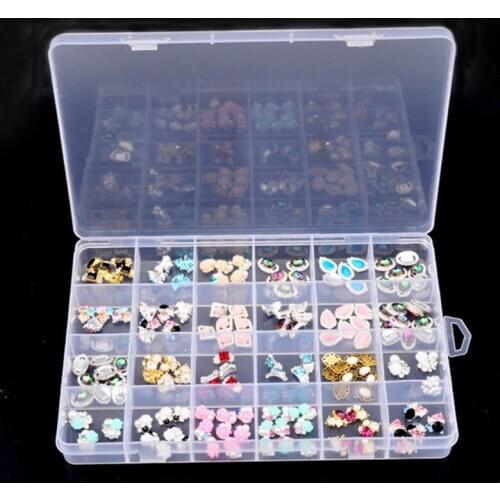 24Grid Transparent Plastic Box Jewelry Nail Tips Storage Box Case Organizer Compartments for Jewelry Rhinestone Nail Art Decorat