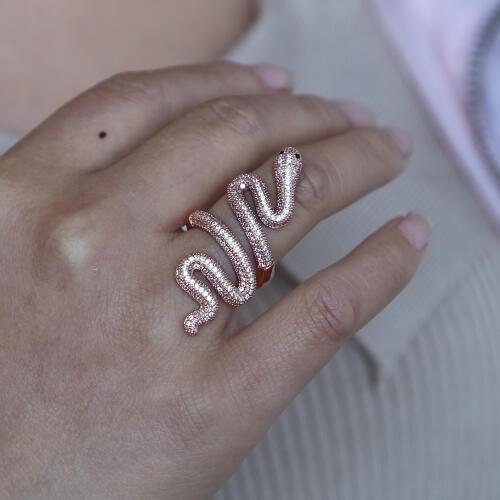 Size 7 AAA cubic zirconia multi wrap women full finger snake shaped ring fashion jewelry top quality gold filled full cz rings