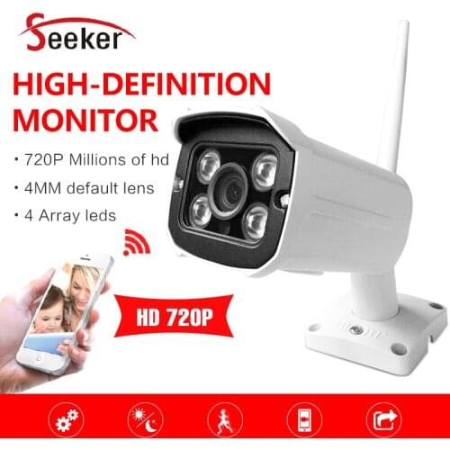 Seeker Home Security IR Cut HD Bullet Wireless Camera IP66 Waterproof 720P Wifi Outdoor Camera Two way Audio P2P Cloud