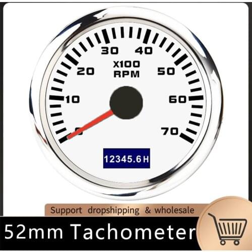 7000 RPM Tachometer 52mm Pointer Tachometer Gauge With Red Backlight For Car Marine Boat Yacht RV Camper 9-30V