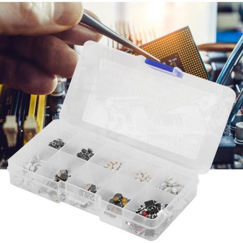 250 Pcs Tactile Switch 10 Types Momentary Push Button Touch Switch Microswitch Assortment Kit