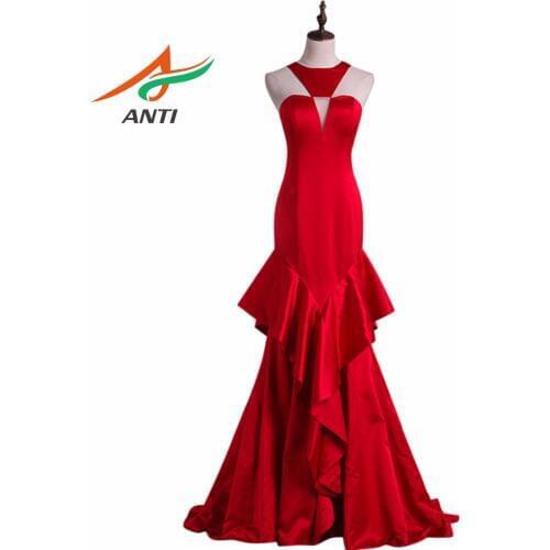 ANTI Fashion Ruffles Mermaid Evening Dresses Elegant Vestido De Festa Longo Robe De Soiree Dubai Kaftan Prom Dresses Long 2019