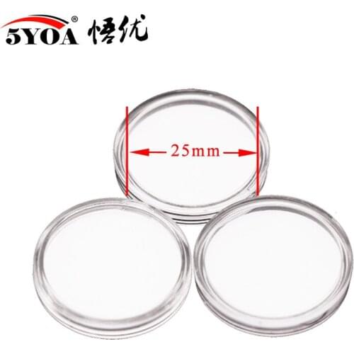 10pcs Coin Card Protective Box Acrylic Inner Diameter 25mm Round Box Crystal