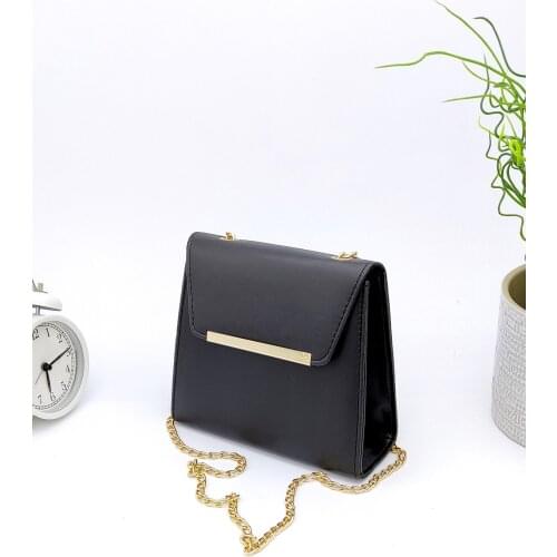 Women Black Chain Flat Bag 2021 fashion womens handbag luxury shoulder strapped bag leather brand