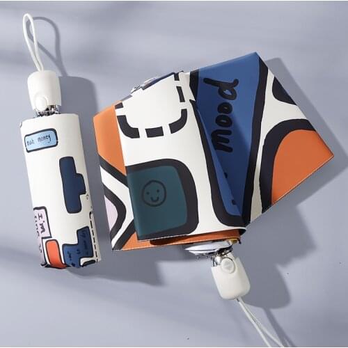 Tetris Automatic Sun Umbrella Female Sun Protection Anti-ultraviolet Five-fold Ultra-light Portable Mini Sun Umbrella