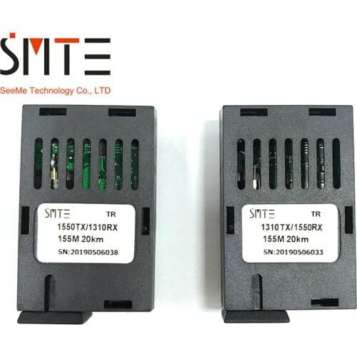 1X9 single mode dual fiber optical transceiver module SC interface 155M 20km 5v 1310TX/1550RX 1550TX/1310RX 1 pair