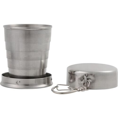 1 Pcs Stainless Steel Portable Camping Folding Traveling Outdoor Camping Hiking Cantee Collapsible Foldable Bottle With Lid