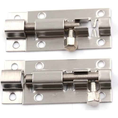 2pcs 2 Inch Length Stainless Steel Door Latch Sliding Lock Barrel Bolt Silver