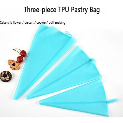 3pcs/pack TPU Piping Confectionery Bag Silicone Icing Piping Cream Pastry Bag Nozzle DIY Cake Decorating Baking Decorating Tools