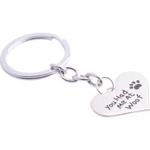 36PC You Had Me At Woof Pet Dog Paw Keyrings Heart Pendant Charm Keychains Pet Animals Lovers Women Men Gifts Jewelry Key Rings