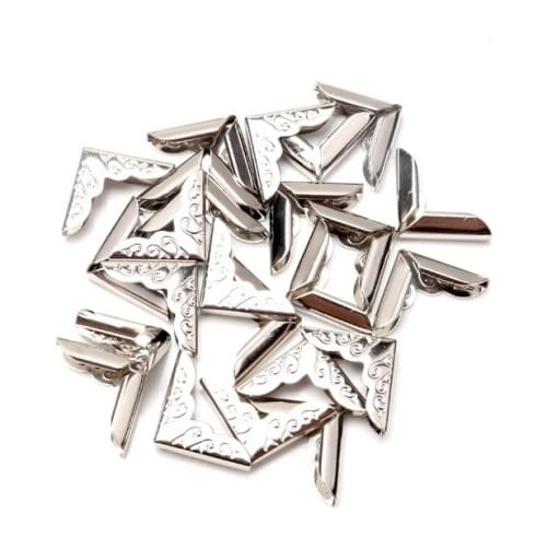 40pcs Silver Metal Book Corner Trilateral Albums Menus Folders Box Corner Protectors For Decor 15x15x4.5mm MZ458