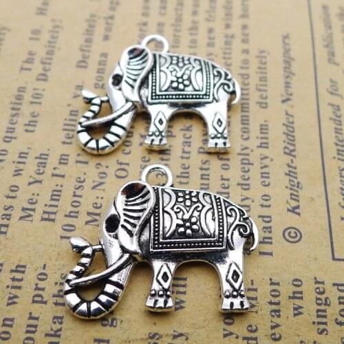 6 Pieces 22*23mm Antique Silver Color Elephant Wicca Charms Bracelet For DIY Jewelry Making