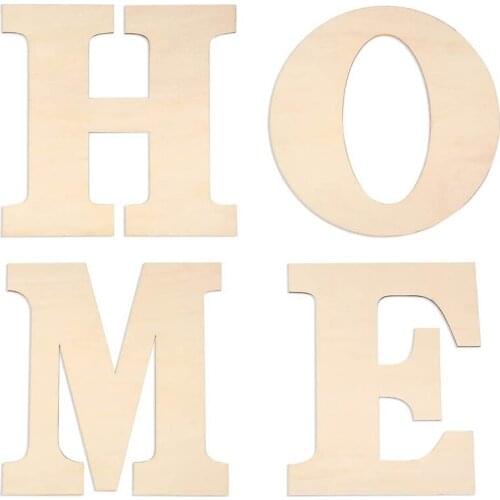 Promotion! 4 Pieces 12 Inch Unfinished Wooden Letters Large "Home" for Home Wall Decoration