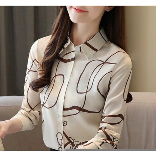 Blusas Mujer De Moda 2021 Turn Down Collar Chiffon Blouse Shirt Women Tops Long Sleeve Blouse Women Womens Tops And Blouses C480