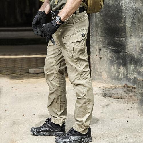 SWAT Combat Military Elasticity Tactical Pants Men Large Multi Pocket Army Cargo Pants Casual Cotton Security Bodyguard Trouser