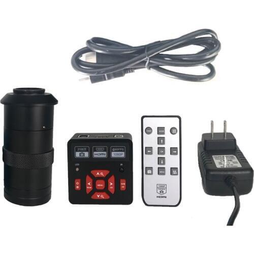 Full HD 21MP 1080P 60fps HDMI USB Digital Industry Video Microscope Camera TF Card Video Recorder +130X C-Mount lens
