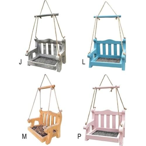 Wooden Bird Feeder Home Garden Swing Chair Bird Feeder Wild Bird Feeder Essentials Wood Outside Backyard Porch Bench Decoration
