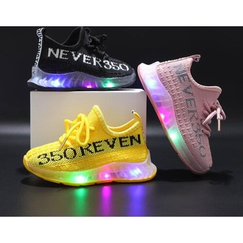2021 New Light-up For Childrens LED Shoes Mesh Sneakers Baskets Enfants Breathable Soft-soled Sneakers For Boys And Girls