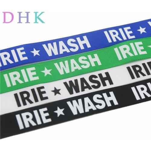 DHK 2 sizes 5yards letter wash printed grosgrain Ribbon Garment accessory hairbow headwear DIY decoration 20-25mm E1473