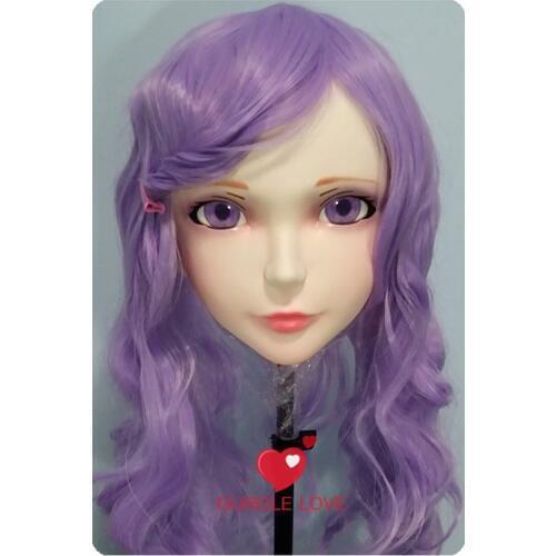 DM013) Female Sweet Girl Resin Kigurumi BJD Mask Cosplay Japanese Anime Role Lolita Lifelike Real Mask Crossdress Sex Love Doll