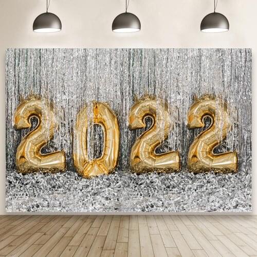 Silver Curtain Golden 2020 Balloons Baby Shower Photography Background Newborn Kids Party Celebration Photo Backdrops