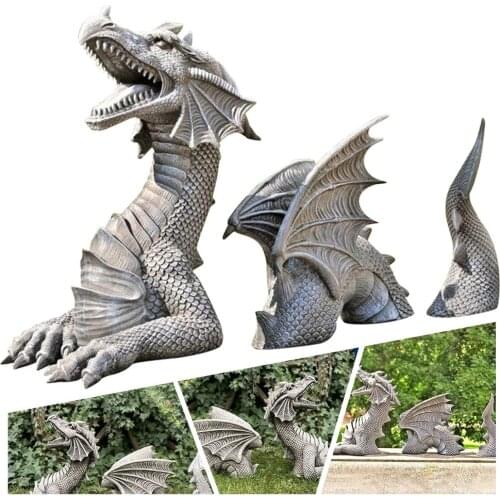 Large Dragon Gothic Garden Statue Decoration Accessories Sculptures Resin Ornament For Garden Outdoor Backyard Decorati