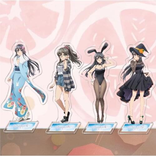 Kawaii Sakurajima Mai Anime Figure Rascal Does Not Dream of Bunny Girl Senpai Action Figure Acrylic Stand Model Toys Stand Sign
