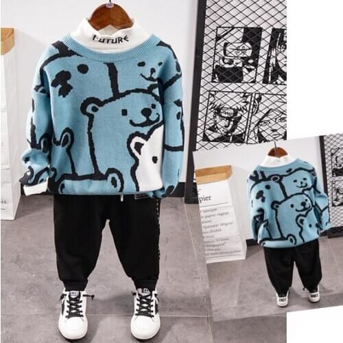 BABY Boys Clothing Set Baby Spring Autumn Cartoon Sweater + T Shirt + Pants Childrens 3 Piece Suits Kids Tracksuit 2-6Years