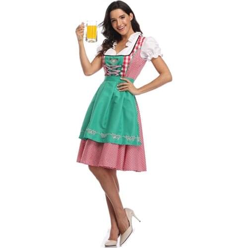 Halloween Maid Cosplay Costume Ethnic Dress Oktoberfest Clothing Lotus Leaf Collar Banquet Event Maid Fun Set Cospaly Clothing