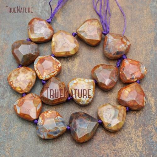 Reddish Brown Dragon Agates Beads Faceted Irregular Shape Beads For Less 26x22mm BE13000