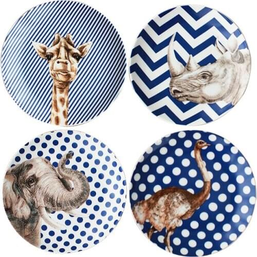 High Quality 7 Inches Animal Series Ceramic Dessert Plates Set Home Dinnerware