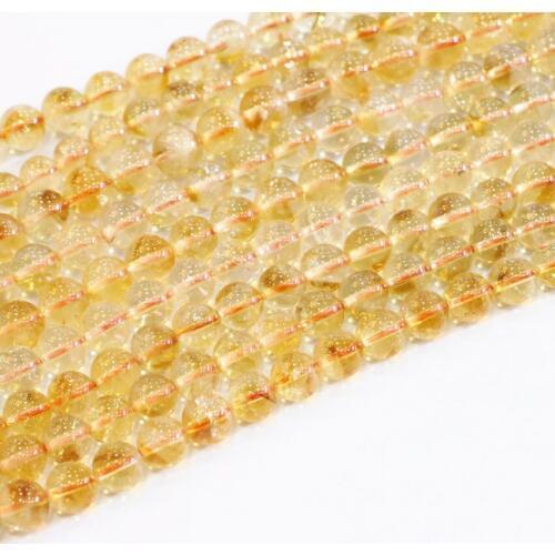 Round Jewelry Making New Arrival Natural Crystal Stone Beads Yellow Smooth 6mm 8mm 10mm Wholesale Diy Loose Beads 15inch B3293