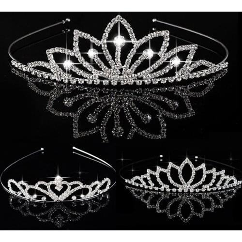 Fashion bridal headwear wedding headband crown silver inlaid rhinestone headwear jewelry ladies gifts