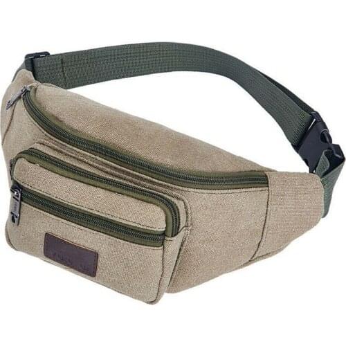 Mens Canvas Fanny Pack Casual Bum Bag Money Waist Hip Belt Bag