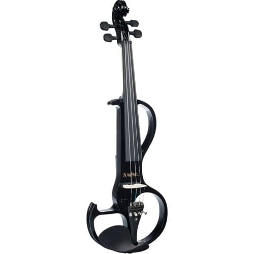 Naomi Violin Full Size 4/4 Solid Wood Electric Violin Bwood Body Ebony Fingerboard Pegs with Ebony Fisheye Accessories Black