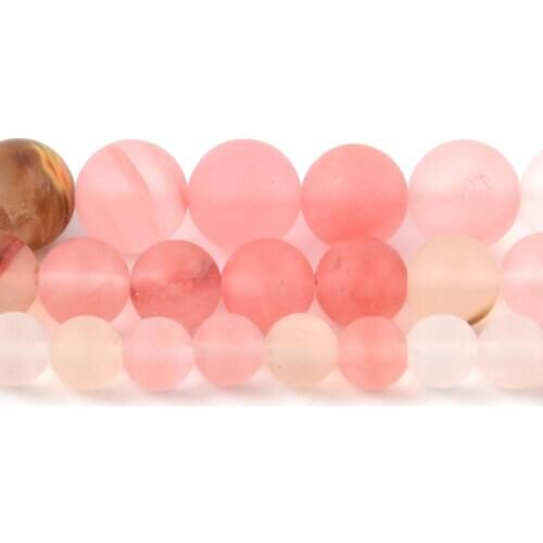 Natural Dull Polished Cherry Quartz Stone Beads Round Loose Spacer Beads For Jewelry Making 4/6/8/10/12mm DIY Bracelet Handmade