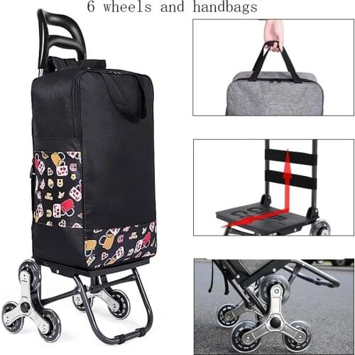 New Trolley cart on Wheels Woman shopping cart Foldable shopping basket elderly Climb Stairs Trailer Portable cart shopping bags