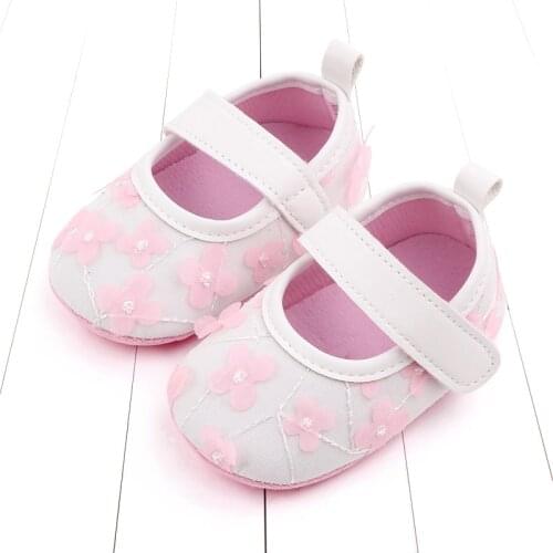 New Toddler Baby Girls Princess shoes Flower Cute Shoes Soft Sole Crib Shoes Spring Autumn First walkers 0-18M