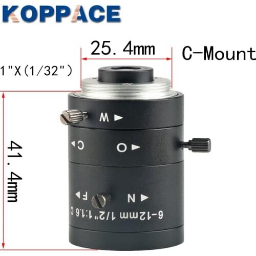 KOPPACE 3 Million Pixel 6-12mm Industrial Lens Manual Zoom No Distortion Industrial Inspection Lens