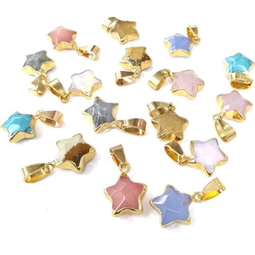 Natural Stone Pentagonal shape Agates Pendants Exquisite charms for Jewelry Making DIY Necklace Accessories Size 12x22mm