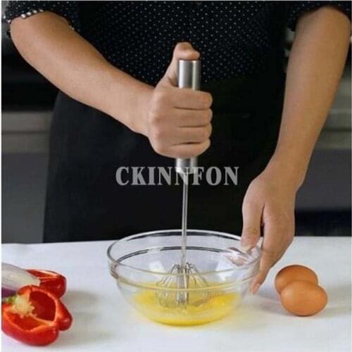 500Pcs/Lot 2017 Stainless Steel Semi-automatic Rotation Eggbeater Hand Pressure Egg Mixer Egg Stiring Tool